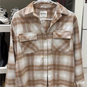 Abercrombie  Tan and Cream Plaid Shirt